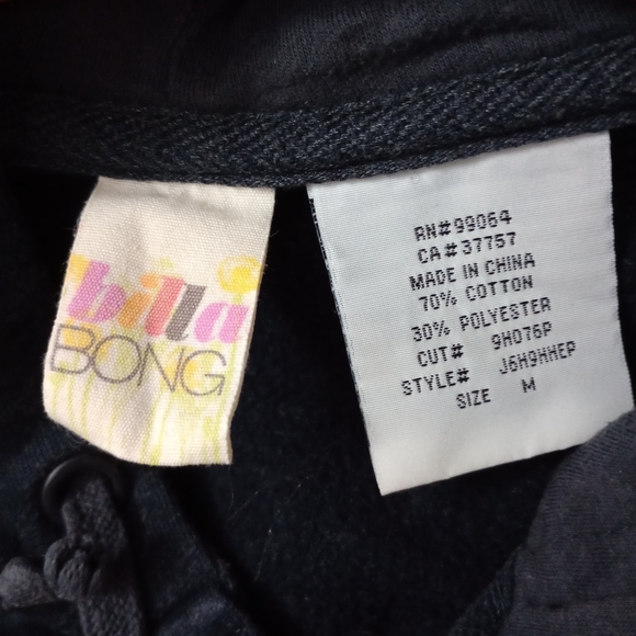 Billabong Grey Full Zip Hooded Sweatshirt with Heart Graphic Size Medium - Picture 5 of 7